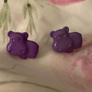 Hippo studs hippopotamus artsy handmade gift present unique etsy cottage-core